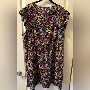 SHEIN Curve 4X Floral Dress with Ruffle Sleeves and Elastic Waist